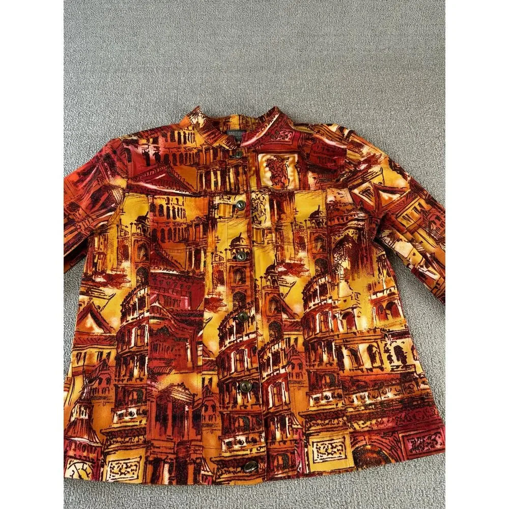 Additions by Chicos Jacket Architectural Print Rustic Art‎ Deco Size XL